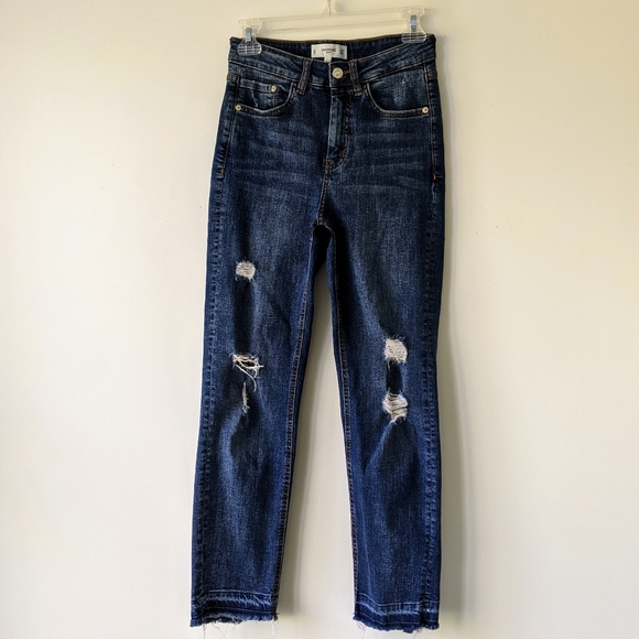 Mango High Waist Straight Leg Distressed Jeans 24 - Picture 8 of 14